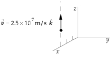   A point charge of q<sub>1</sub> = 5.8 nC is moving with speed 2.5 * 10<sup>7</sup> m/s parallel to the z axis along the line x = 3 m. The magnetic field produced by this charge at the origin when it is at the point x = 3 m, z = 4 m is approximately A)  0.70 nT   B)  -0.70 nT   C)  3.2 nT   D)  -1.6 nT   E)  -0.35 nT  