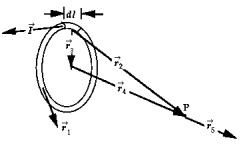   If the Biot-Savart relationship d   = ( \mu <sub>0</sub>/4  \pi ) (   *   d   ) /r<sup>3</sup> Is used to determine the magnetic field at the point P on the axis of a circular current-carrying loop, the vector   is correctly represented by A)    <sub>1 </sub> B)    <sub>2 </sub> C)    <sub>3 </sub> D)    <sub>4 </sub> E)    <sub>5 </sub> 