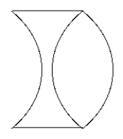   The figure shows a doublet lens in which the positive lens and the negative lens are both manufactured from flint glass and have the same radius of curvature. The focal length of the negative lens is -50.8 cm, and the focal length of the positive lens is 50.8 cm. The combined focal length of the doublet is A)  -25.4 cm B)  25.4 cm C)  -102 cm D)  102 cm E)  infinite.