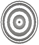   The interference pattern is from a lens placed on a flat reflecting surface illuminate using a monochromatic light from above. From the pattern one can conclude that the lens A)  is more curved on the left and right sides compared to top and bottom. B)  is more curved on the top and bottom compared to the left and right sides. C)  has a spherical surface. D)  has a concave surface. E)  none of the above
