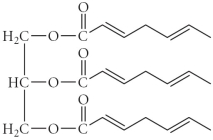 Choose the saturated triglyceride from the compounds below. A)    B)    C)    D)    E)   