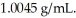 At 20°C,a 0.376 M aqueous solution of ammonium chloride has a density of   What is the mass % of ammonium chloride in the solution? The formula weight of NH<sub>4</sub>Cl is 53.50 g/mol. A)  0.381 B)  0.705 C)  0.374 D)  2.68 E)  2.00