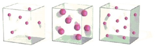 Which container has the lowest pressure? All containers have same volume and temperature.Assume that the mass does not affect pressure. A B C   A) A B) B C) C D) A and B