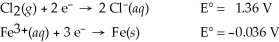 Use the standard half-cell potentials listed below to calculate the standard cell potential for the following reaction occurring in an electrochemical cell at 25°C.(The equation is balanced. )  3 Cl<sub>2</sub>(g) + 2 Fe(s) → 6 Cl⁻(aq) + 2 Fe<sup>3+</sup>(aq)    A) 4.16 V B) -1.40 V C) -1.32 V D) 1.32 V E) 1.40 V