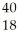 Determine the number of protons,neutrons,and electrons in the following:   X A)  p<sup>+</sup> = 18 n° = 18 e<sup>-</sup> = 22 B)  p<sup>+</sup> = 18 n° = 22 e<sup>-</sup> = 18 C)  p<sup>+</sup> = 22 n° = 18 e<sup>-</sup> = 18 D)  p<sup>+</sup> = 18 n° = 22 e<sup>-</sup> = 40 E)  p<sup>+</sup> = 40 n° = 22 e<sup>-</sup> = 18