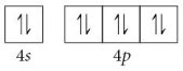 Choose the valence orbital diagram that represents the ground state of Sr<sup>2</sup><sup>⁺</sup>. A)    B)    C)    D)    E)   