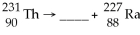 What is the missing particle?   A) positron B) beta particle C) alpha particle D) gamma particle E) none of the above