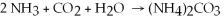 A balanced chemical equation used to prepare ammonium carbonate, (NH<sub>4</sub>) <sub>2</sub>CO<sub>3 </sub>,is:   Which choice of reactant quantities shown below would result in the greatest amount of ammonium carbonate being formed? A) React 2 moles NH<sub>3</sub> ,1 mole CO<sub>2</sub> ,and 1 mole H<sub>2</sub>O B) React 2 moles NH<sub>3</sub> ,8 moles CO<sub>2</sub> ,and 8 moles H<sub>2</sub>O C) React 4 moles NH<sub>3</sub> ,1 mole CO<sub>2</sub> ,and 2 moles H<sub>2</sub>O D) React 4 moles NH<sub>3</sub> ,2 moles CO<sub>2</sub> ,and 2 moles H<sub>2</sub>O E) none of the above