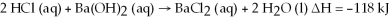 Hydrochloric acid reacts with barium hydroxide according to the equation:   Calculate the heat (in kJ) associated with the complete reaction of 18.2 grams of HCl (aq) . A) -58.9 B) +58.9 C) -29.5 D) -236 E) none of the above