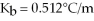 What is the change in the boiling point of a solution made by dissolving 14.7 g of C<sub>6</sub>H<sub>12</sub>O<sub>6</sub> into   Of water? The density of water is   And   . A) 0.502°C B) 5.22°C C) 0.0418°C D) 0.279°C E) none of the above