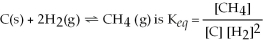 The equilibrium expression for the reaction:    .