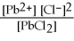 Dissolving the compound PbCl<sub>2</sub> into water can be represented as    ,so the equilibrium expression is Ksp =    .