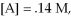 Calculate the equilibrium constant (Keq) for the reaction 1A (aq) + 1B (aq) ⇌ 2C (aq) given that     And   At equilibrium. A) 9.9 B) 0.40 C) 2.5 D) 20. E) none of the above