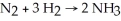 Diatomic N<sub>2</sub> can react with diatomic H<sub>2</sub> to form ammonia (NH<sub>3</sub>) .The balanced chemical equation is:     If 6 moles of H<sub>2</sub> totally reacted with more than enough N<sub>2</sub>,how many moles of ammonia would be expected to form? A) 2 moles B) 3 moles C) 4 moles D) 6 moles E) not enough information