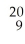   F contains 11 protons and 9 neutrons.