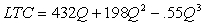 A firm has the following long run total cost function:     a. Write the expression for long run marginal cost and long run average cost b. Does the LAC curve have a minimum? At what quantity? c. Does the LMC curve have a minimum? At what quantity?