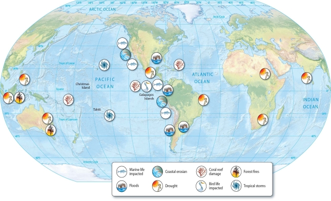   -Briefly describe the effects of severe El Niño events.