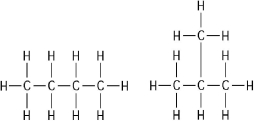   Figure 3.1 -The two molecules shown in Figure 3.1 are best described as A)  optical isomers. B)  enantiomers. C)  structural isomers. D)  cis-trans isomers. E)  chain length isomers.