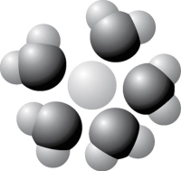 Figure 2.9    -Based on your knowledge of the polarity of water molecules, the solute molecule depicted in Figure 2.9 is most likely A)  positively charged. B)  negatively charged. C)  without charge. D)  hydrophobic. E)  nonpolar.