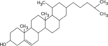   Figure 3.9 -  Figure 3.10 What is the structure shown in Figure 3.10? A)  fatty acid molecule B)  steroid molecule C)  triacylglycerol molecule D)  phospholipid molecule