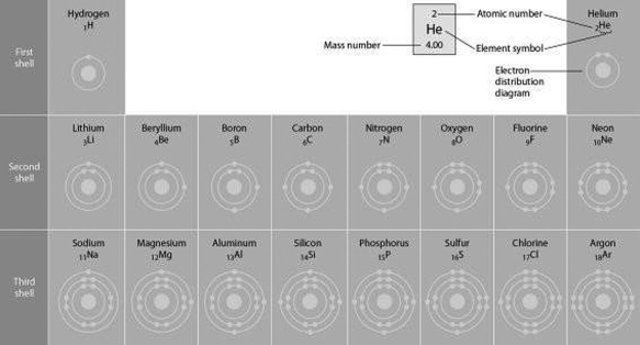   Figure 2.2 Refer to Figure 2.2 (first three rows of the periodic table) . If life arose on a planet where carbon is absent, which element might fill the role of carbon? A)  boron B)  silicon C)  nitrogen D)  aluminum E)  phosphorus 
