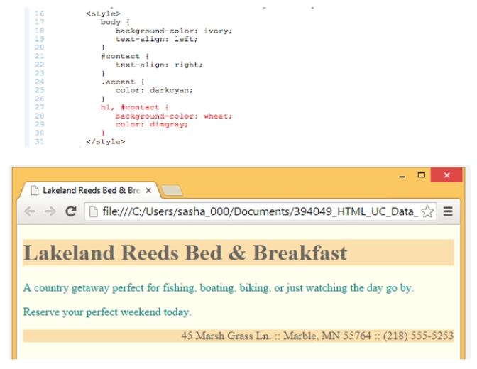 ​    -In the figure above, which lines of code set the style for the header?