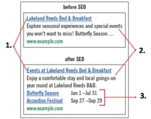 ​    -Referring to the area labeled  1.  in the figure above, a more specific ____ element was created to avoid a generic heading in the search result. A)  name B)  description C)  content D)  title