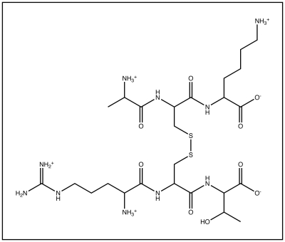 The two peptides shown in the diagram below are linked through   A) a hydrogen bond. B) a glycosidic bond. C) a peptide bond. D) a disulfide bond. E) an ester linkage.