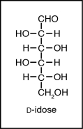  The structure below shows a Fischer projection of D-idose.   Which of the structures below represents  \beta -D-idopyranose  A)   B)   C)   D)   E)    