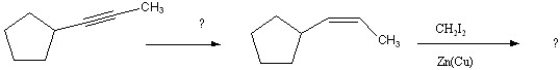 Complete the following reaction sequences below by filling-in the missing reagents or structures.  