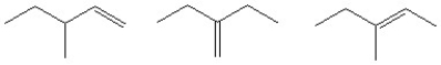 Dehydration of an unknown alcohol with concentrated H<sub>2</sub>SO<sub>4</sub> results in the formation of all of the following alkene products. What is/are the possible structures of the original alcohol?   A)    B)    C)    D)    E)  Both B and C are possible structures for the original alcohol.