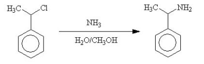 A sample of 1-chloro-1-phenylethane with an [α]<sup>25</sup><sub>D</sub> of -94.8<sup>∘</sup> is reacted with NH<sub>3</sub> in methanol/water solvent. The major substitution product of the reaction is 1-phenyl-1-ethylamine with an [α]<sup>25</sup><sub>D</sub> of -8.6<sup>∘</sup>. Given that optically pure (R)  1-chloro-1-phenylethane has a specific rotation of -109.0<sup>∘</sup> and that optically pure (R)  1-phenyl-1-ethylamine has a specific rotation of +39.3<sup>∘</sup>, which of the following statements best describes this reaction?   A)  Net inversion 25% with 75% racemization -- S<sub>N</sub>1 mechanism B)  Net inversion 12% with 88% racemization -- S<sub>N</sub>1 mechanism C)  Net inversion 75% with 25% racemization -- S<sub>N</sub>2 mechanism D)  Net inversion 12% with 88% racemization -- S<sub>N</sub>2 mechanism E)  Net inversion 88% with 12% racemization -- S<sub>N</sub>2 mechanism