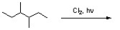  Draw all monochlorination products expected from reaction of chlorine with 3,4-dimethylhexane.  \textbf{      Circle   }   the major product.   
