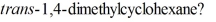 Which of the statements below correctly describes the chair conformations of   A)  The two chair conformations are of equal energy. B)  The higher energy chair conformation contains one axial methyl group and one equatorial methyl group. C)  The lower energy chair conformation contains one axial methyl group and one equatorial methyl group. D)  The higher energy chair conformation contains two axial methyl groups. E)  The lower energy chair conformation contains two axial methyl groups.