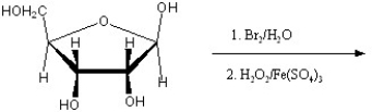 What is the major product of the following reaction?   A)  D-erythrose B)  D-arabinose C)  L-ribose D)  D-ribulose E)  L-threose