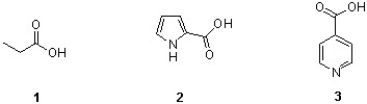 Which of the following sequences ranks the structures below in order of increasing acidity?   A)  1 < 2 < 3 B)  2 < 3 < 1 C)  3 < 1 < 2 D)  2 < 1 < 3