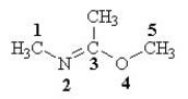 Which of the labeled atoms in the following structure are sp<sup>2</sup> hybridized?   A)  1 & 4 B)  2 & 5 C)  2 & 4 D)  2 & 3 E)  2, 3, & 4