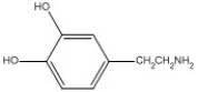 Dopamine is shown below. What functional group, or structural element is not present in this compound?   A)  hydroxyl B)  amino C)  methylene D)  aromatic ring E)  carboxyl