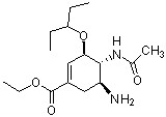  The structure of Tamiflu, an antiinfluenza drug, is shown below (Organic Lett.  \textbf{    2007,     }   259). Circle and identify each functional group in Tamiflu.   