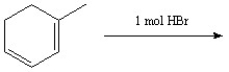Draw the resonance structures of the intermediate and then predict the two major products in the following reaction and label them as a kinetic or thermodynamic product.  
