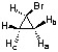 Use the structure below to state the relationship between the indicated protons as equivalent, enantiotopic, diastereotopic, or unrelated.   H<sub>a</sub> & H<sub>b</sub>: H<sub>a</sub> & H<sub>c</sub>: H<sub>b</sub> & H<sub>c</sub>: