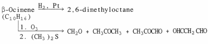 β-Ocimene is a natural product with a pleasant odor. Based on the information below, deduce the structure of β-ocimene.  