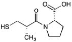 Captopril is used to treat high blood pressure and congestive heart failure. Label the chiral centers as R or S.  