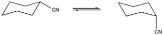 If the percentage of the axial onformer (on the product side of the reaction) is 42%, what is the ΔG° (in kJ/mol) for the reaction at 25°C? [R = 8.314 J/K∙ mol]  