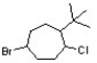 Identify the correct IUPAC name for the structure shown below.   A)  1-tert-butyl-2-chloro-5-bromocycloheptane B)  5-bromo-1-tert-butyl-2-chlorocycloheptane C)  1-bromo-4-chloro-5-tertbutylcycloheptane D)  1-bromo-4-tert-butyl-5-chlorocycloheptane E)  1-tert-butyl-4-bromo-7-chlorocycloheptane