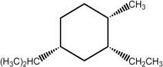 In the lowest energy conformation of the compound below, how many alkyl substituents are equatorial?   A)  0 B)  1 C)  2 D)  3 E)  6