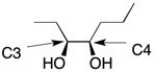 Draw a Newman Projection along the C3-C4 for the molecule shown below. (C3 should be in front.)  