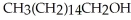 When spermaceti is heated in aqueous potassium hydroxide,    and    are formed. Provide the structure of spermaceti.