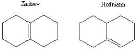 Possible products:   The Hofmann product would most likely predominate due to the coplanar cis configuration of the Br and H across the bridge. The E2 mechanism favors anti alignment of the H with the halogen leaving group. There are two possible anti-aligned H atoms that would lead to the Hofmann product.