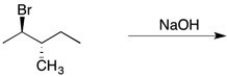 Using a Newman projection as a model, predict the product of the following elimination reaction.  